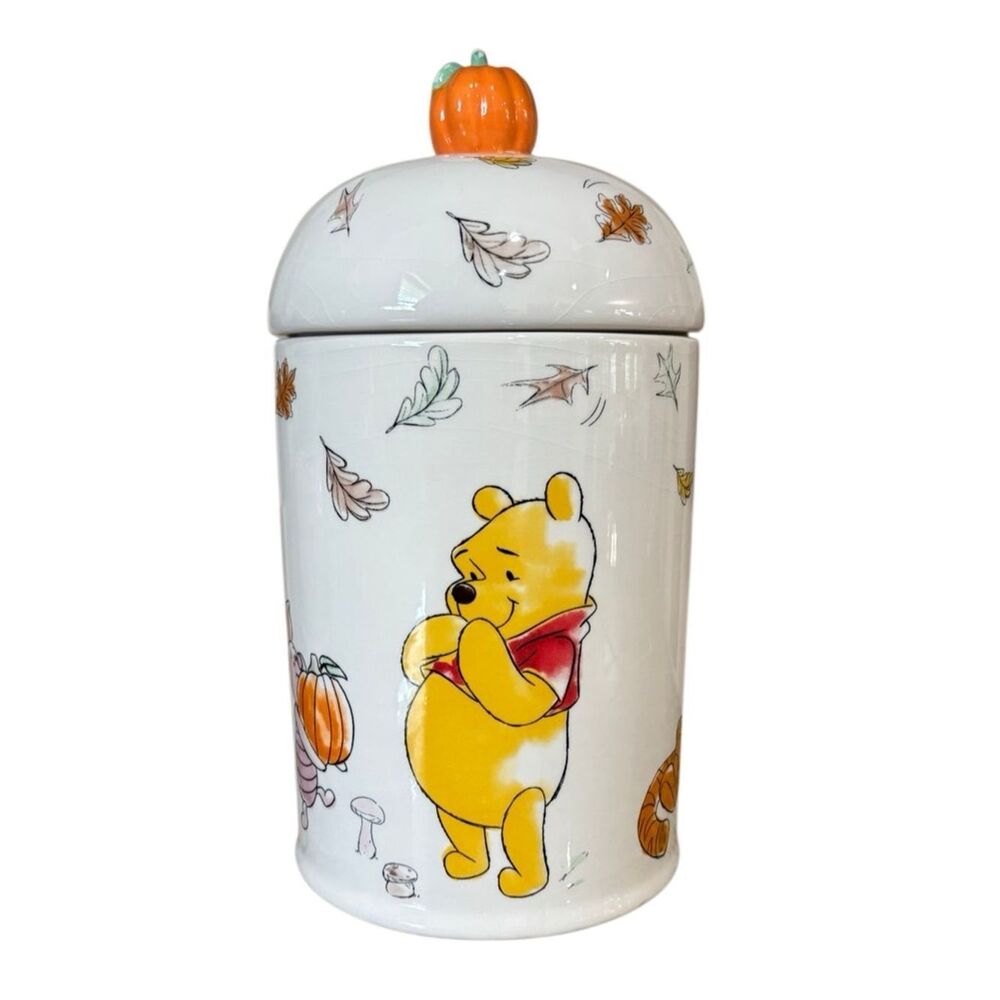 Disney Winnie the Pooh Fall Cookie Jar Pumpkin Lid Piglet Tigger Decor